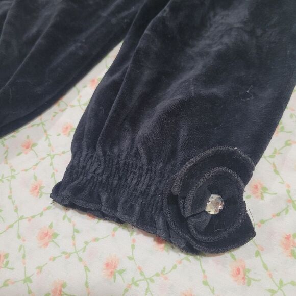 Rykiel Bébé Size 6 Months Pink & White Striped Black Velour Baby Bottoms - Picture 4 of 6